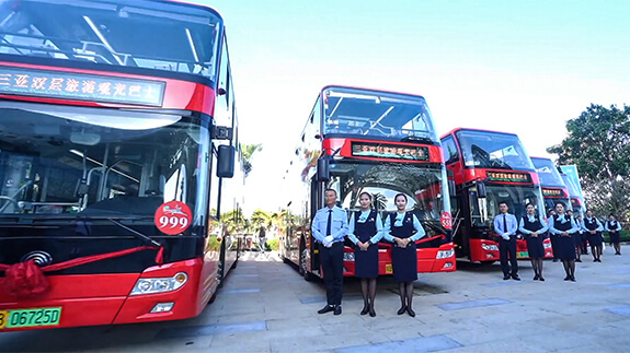 Yutong full electric double deckers in Sanya, China