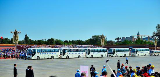 Yutong buses serve the V-Day parade in Beijing