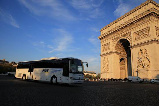 A tour of Paris on Yutong bus