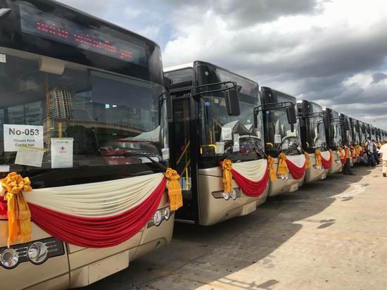 China donates 98 Yutong buses to Cambodia